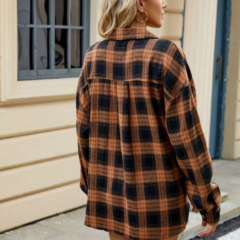 Chemise à Carreaux Femme - Confort & Élégance - Manches Longues