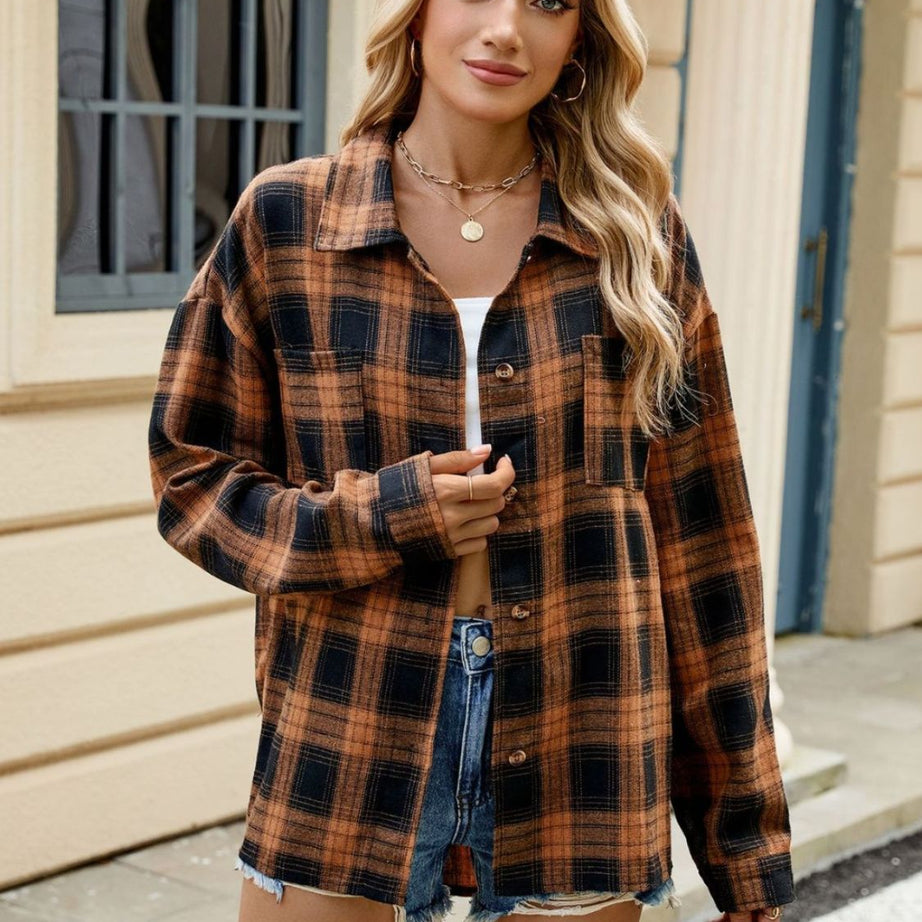 Chemise à Carreaux Femme - Confort & Élégance - Manches Longues