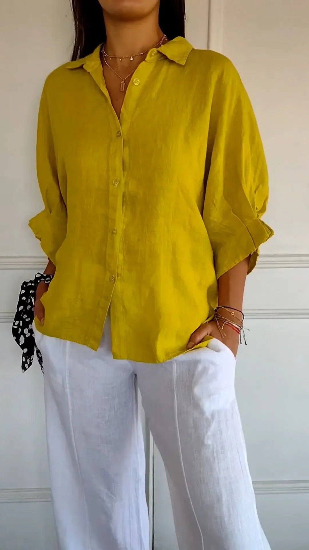 Chemise Motif Noué Coton Lin | Élégance et Confort