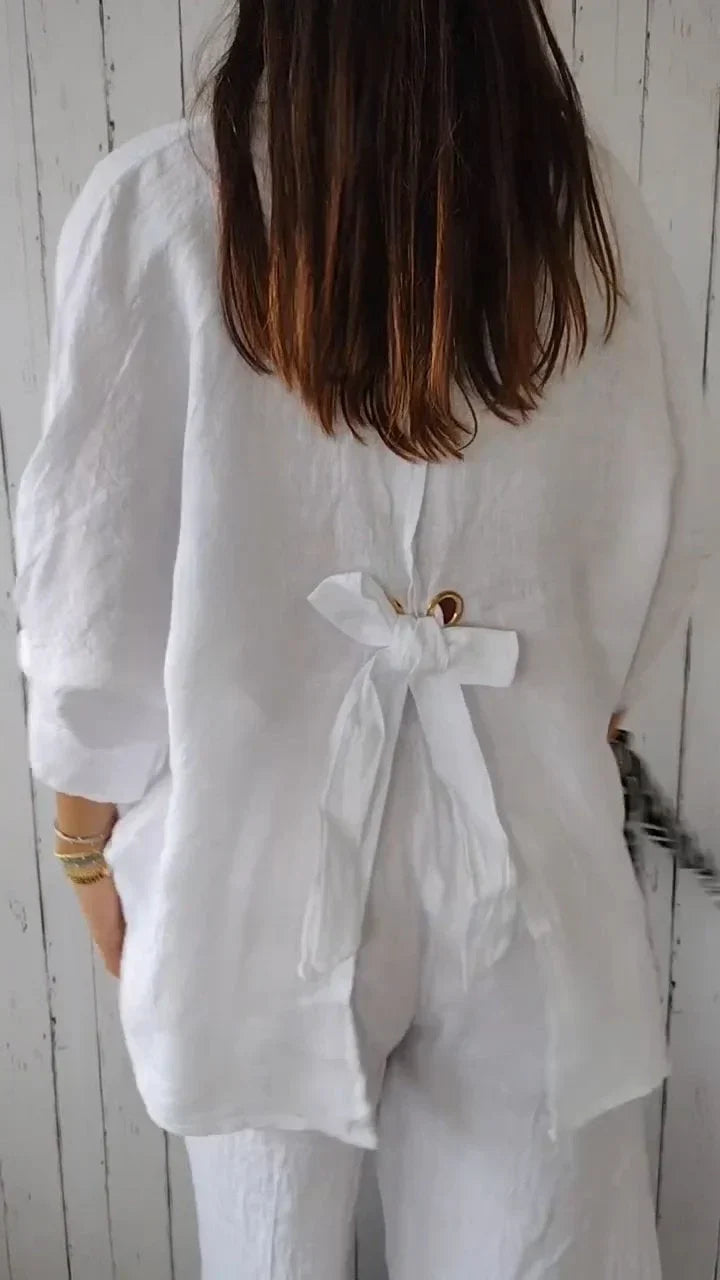 Chemise Motif Noué Coton Lin | Élégance et Confort