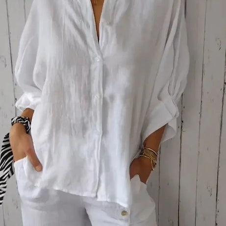 Chemise Motif Noué Coton Lin | Élégance et Confort
