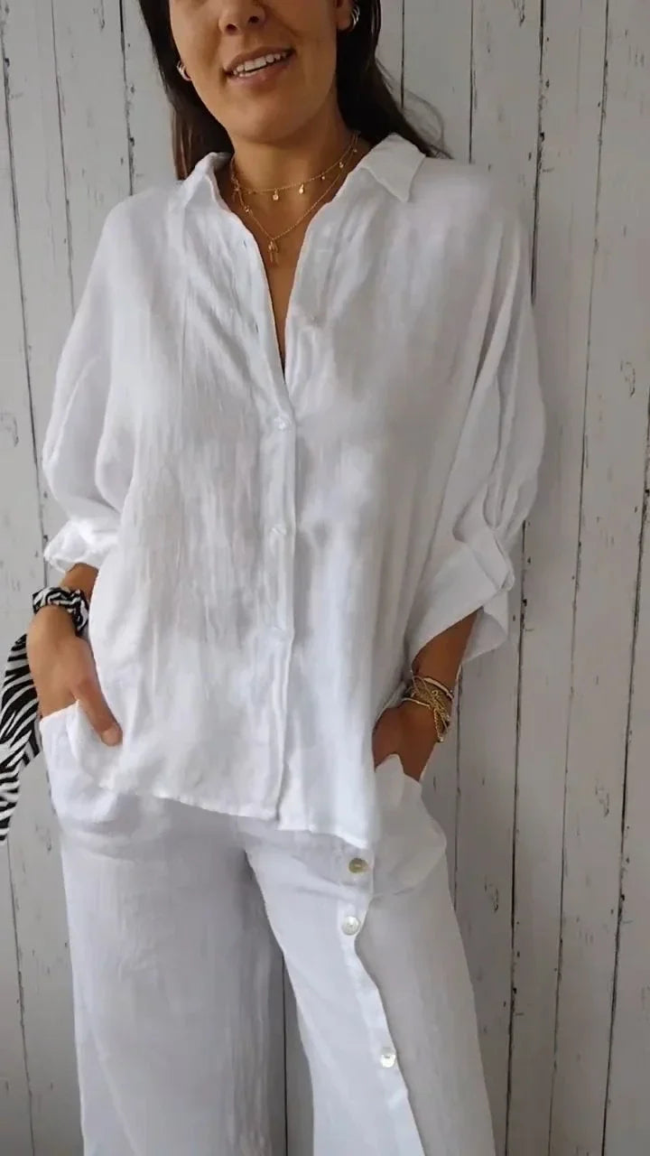 Chemise Motif Noué Coton Lin | Élégance et Confort