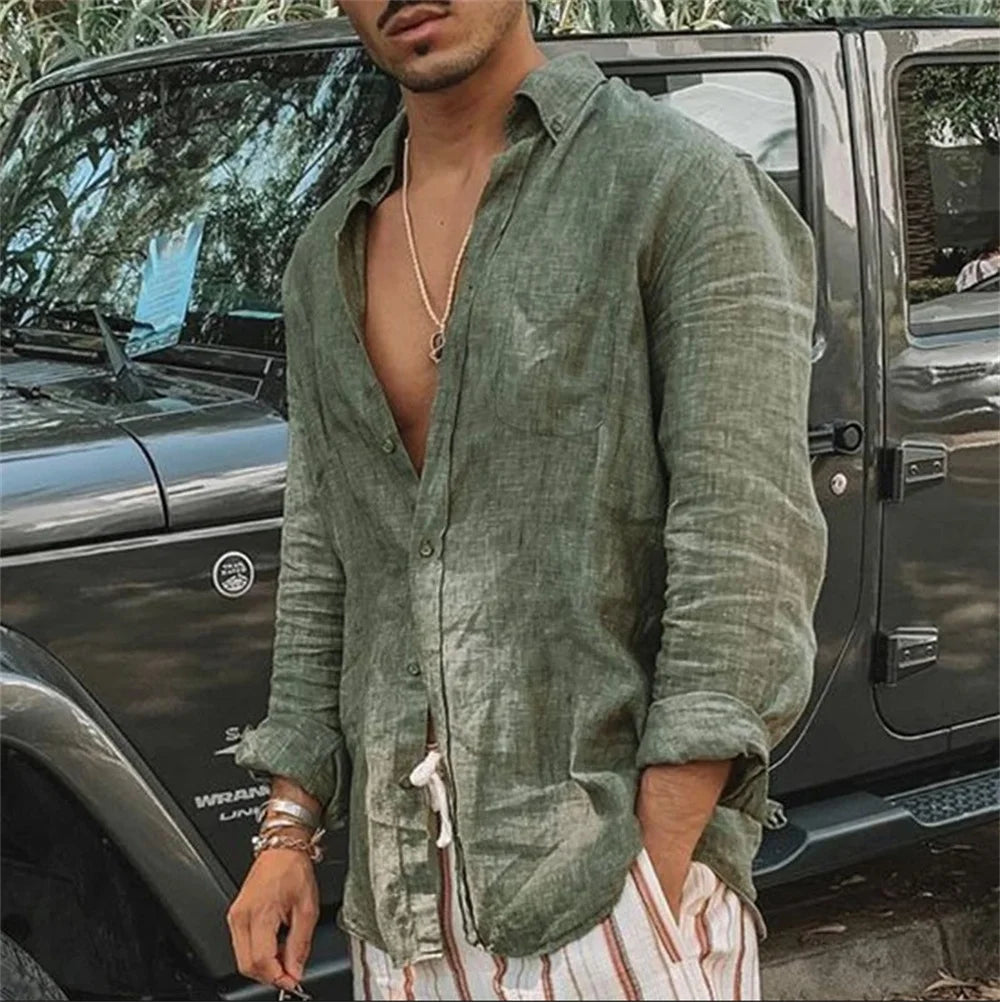 Chemise Lin Homme - Décontractée - Respirante - Été