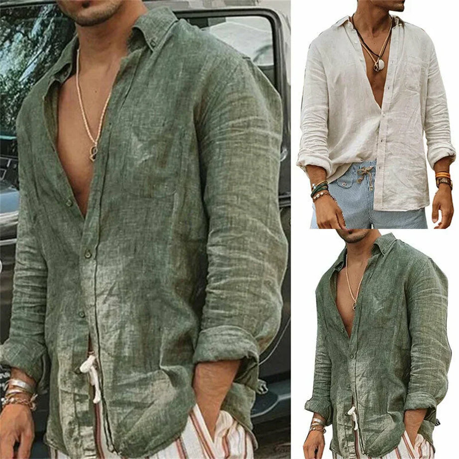 Chemise Lin Homme - Décontractée - Respirante - Été