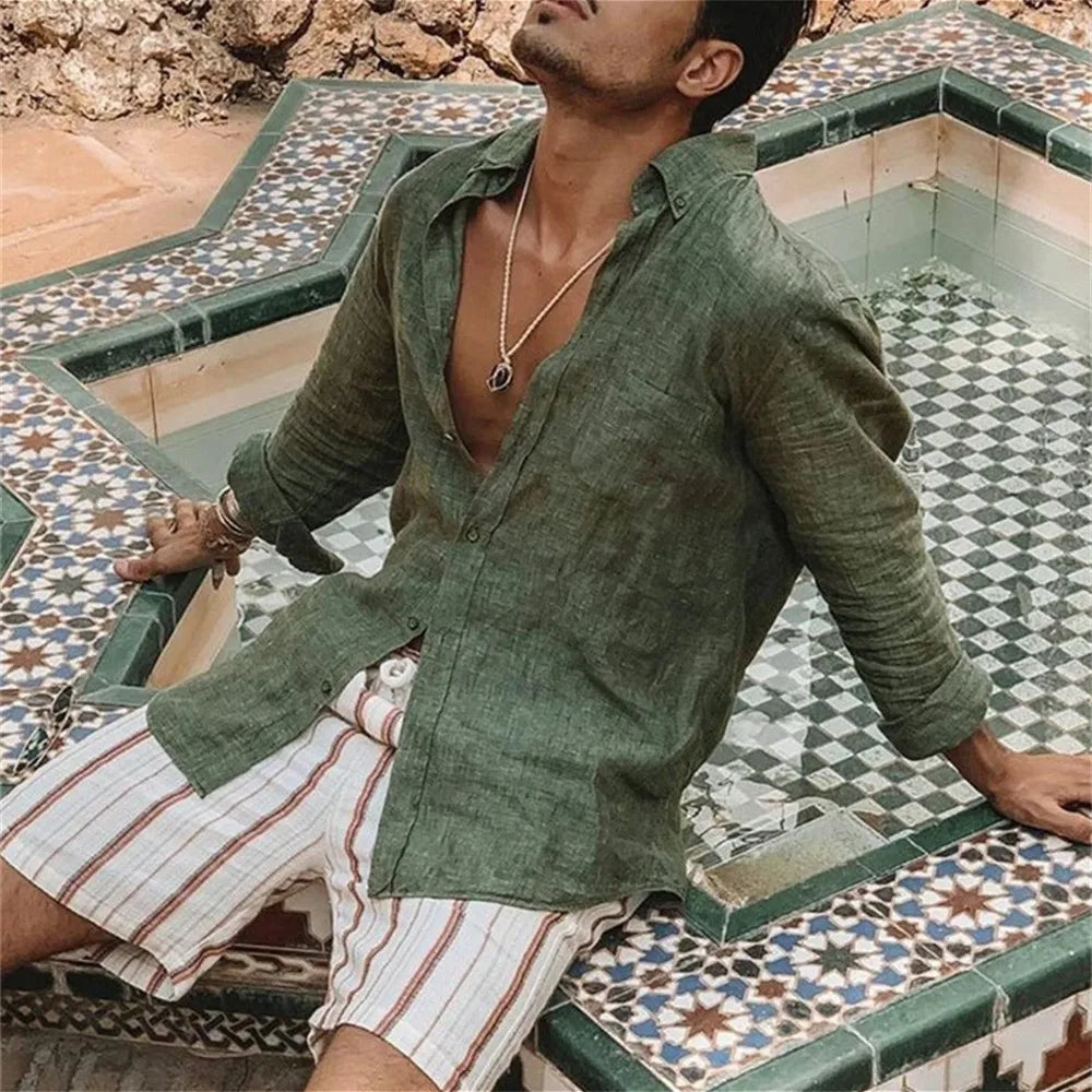 Chemise Lin Homme - Décontractée - Respirante - Été