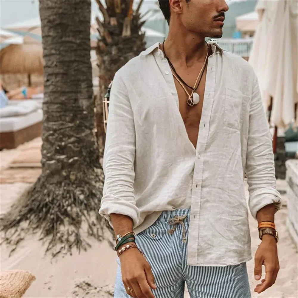 Chemise Lin Homme - Décontractée - Respirante - Été