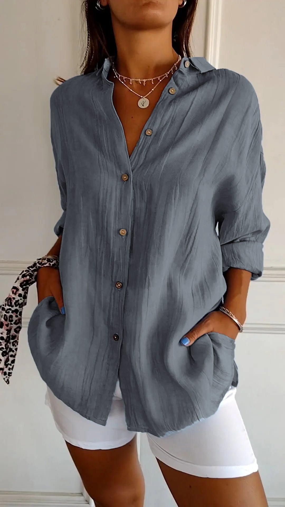 Chemise Femme Élégante et Légère - Design Plissé Chic