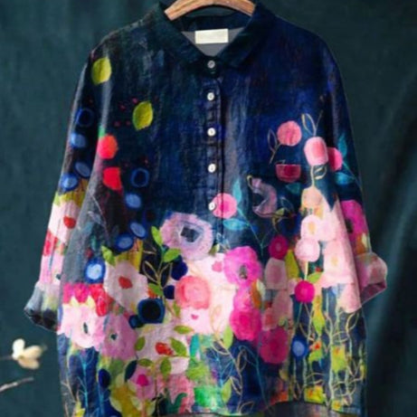 Blouse Soie Florale Chic - Claire™ | Élégance & Confort