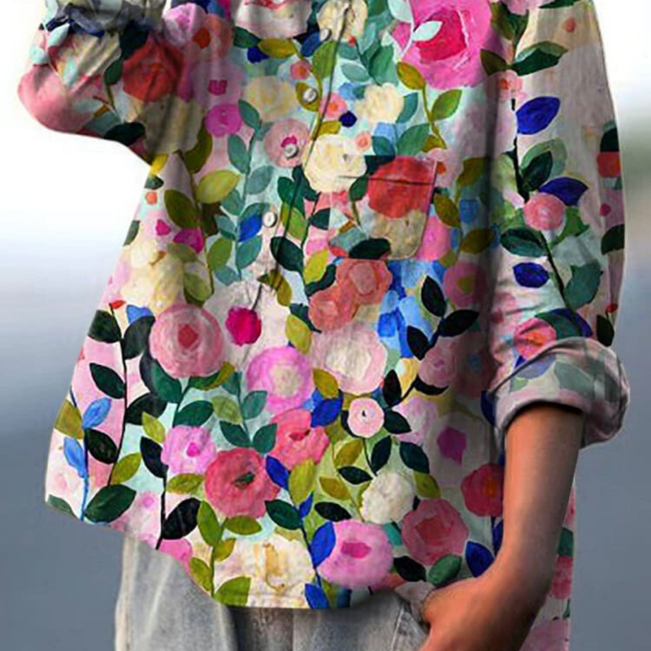 Blouse Soie Florale Chic - Claire™ | Élégance & Confort
