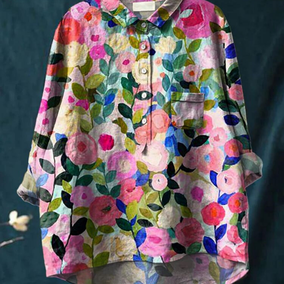 Blouse Soie Florale Chic - Claire™ | Élégance & Confort