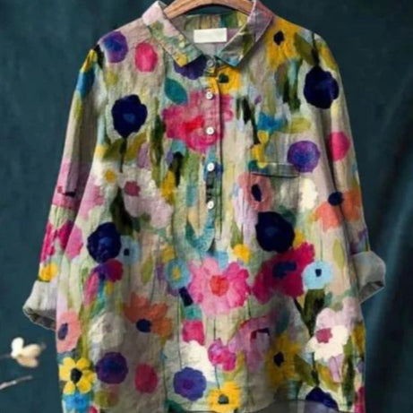 Blouse Soie Florale Chic - Claire™ | Élégance & Confort