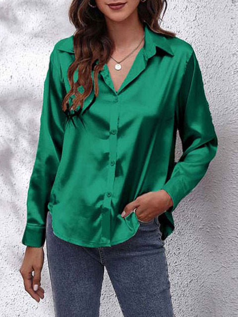 Idalia - Chemise Soie Manches Longues - Élégante & Classique