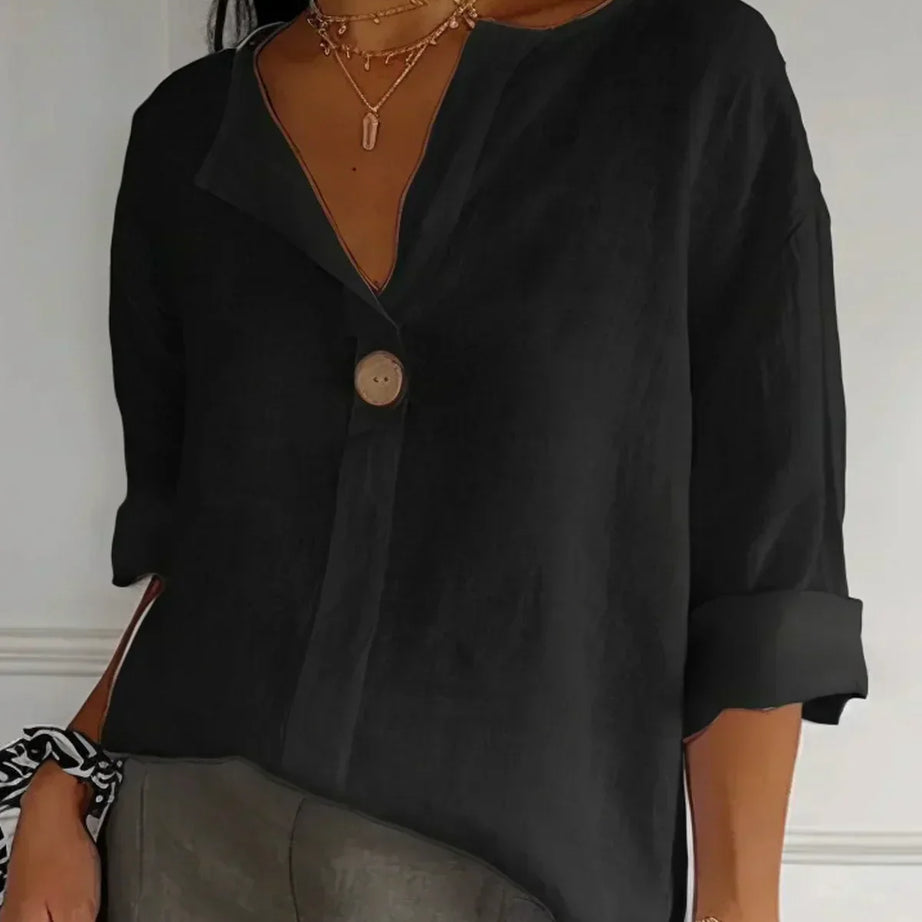 Chemisier Femme Décontracté en Lin - Col V Élégant