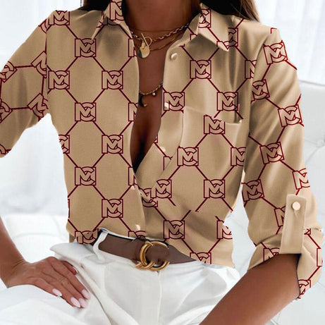 Chemisier Chic - Imprimé Moderne - Col Rabattu