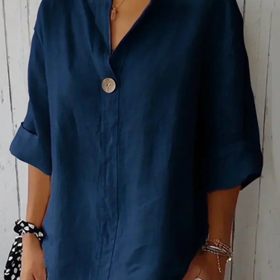 Chemisier en Lin Susanne - Élégant Col en V pour Femme