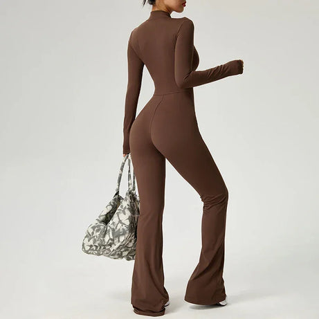 Combinaison de yoga manches longues avec zip pour femme