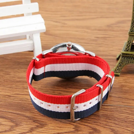 Montre Femme Bracelet Bleu Blanc Rouge