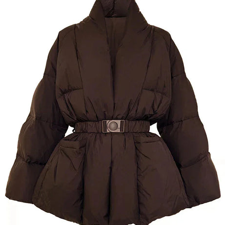 Doudoune femme avec ceinture et col montant