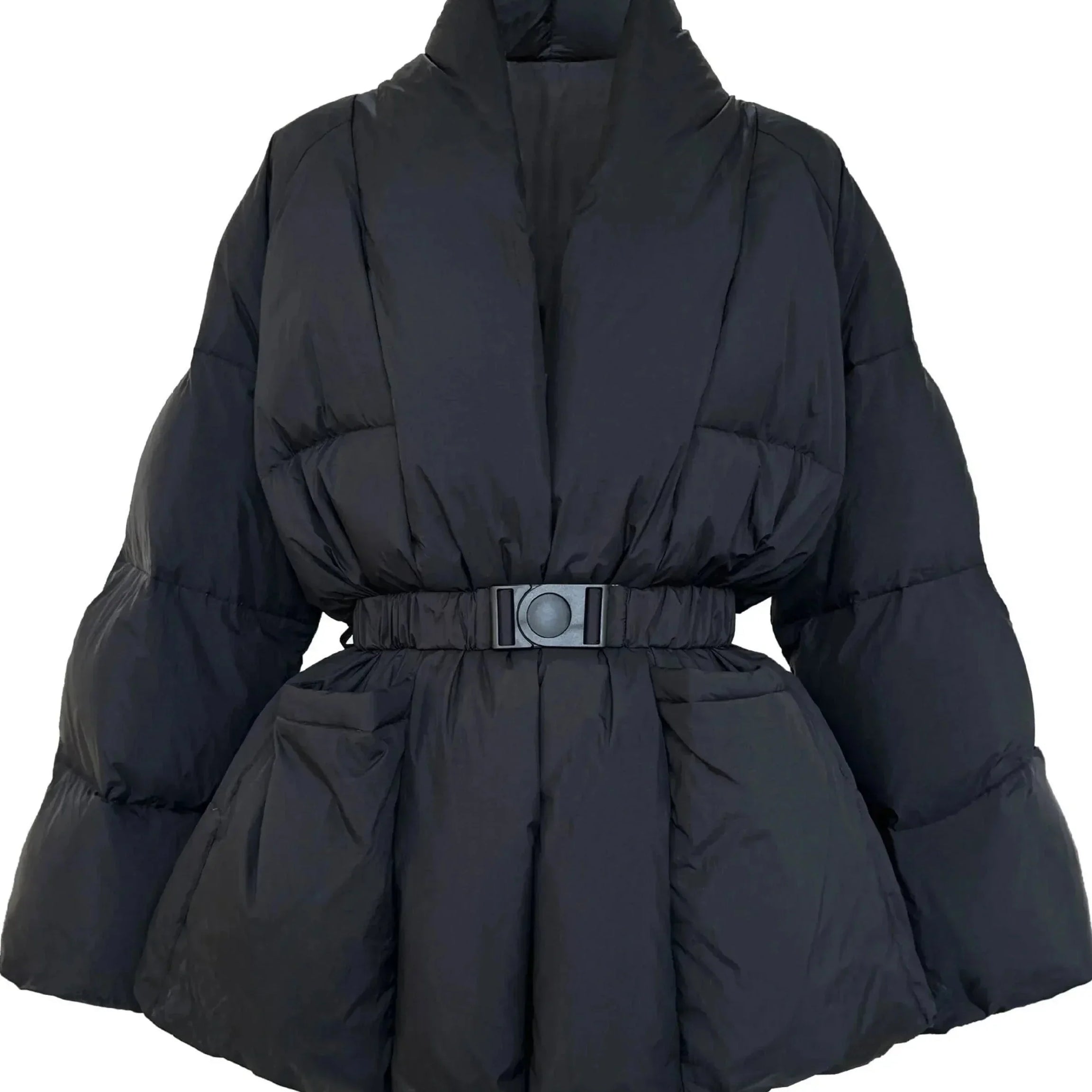 Doudoune femme avec ceinture et col montant