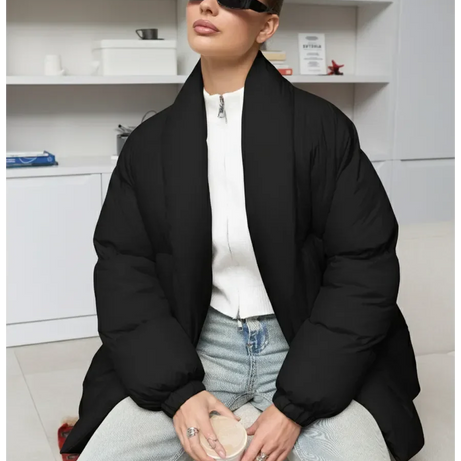 Doudoune femme avec ceinture et col montant