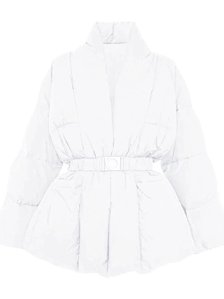 Doudoune femme avec ceinture et col montant
