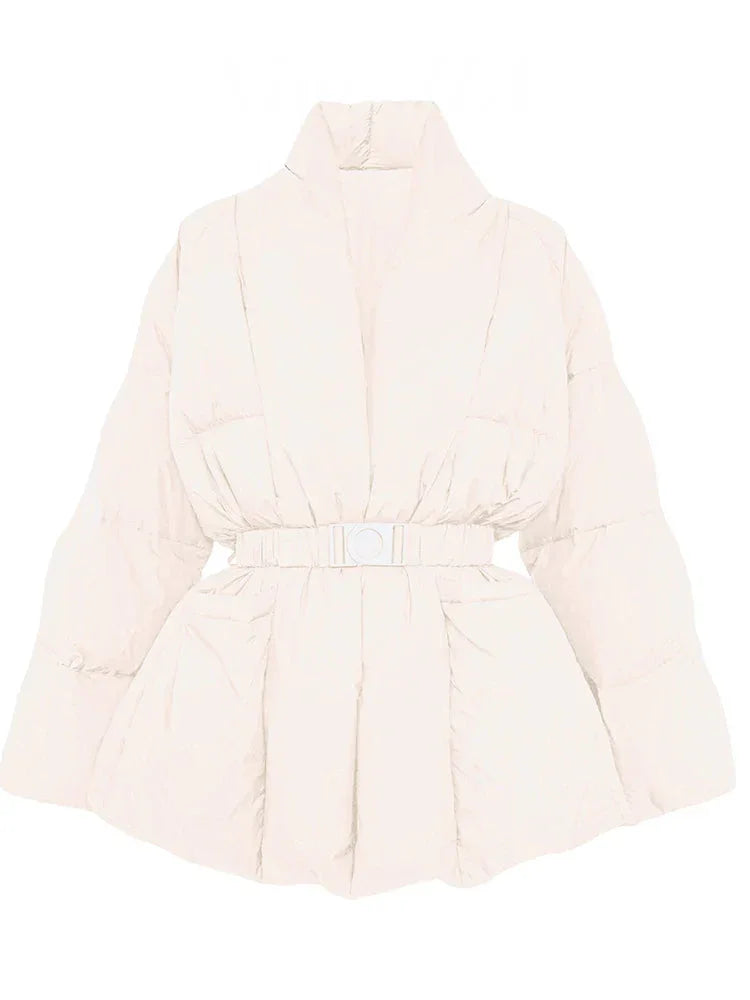 Doudoune femme avec ceinture et col montant