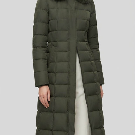 Doudoune Longue Femme à Capuche | Ceinture Nouée