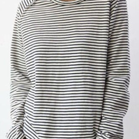T-shirt à manches longues rayé pour femme – Haut décontracté et confortable au quotidien