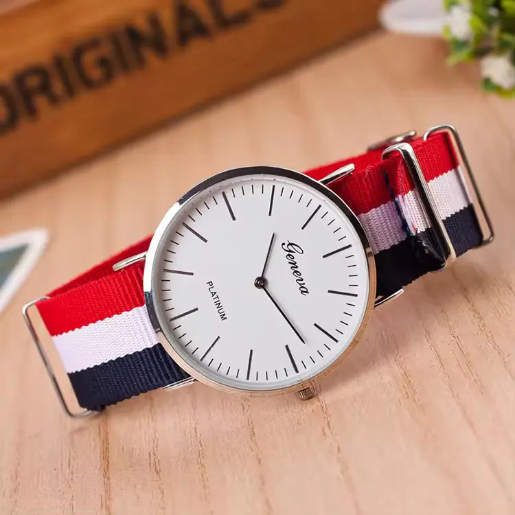 Montre Femme Bracelet Bleu Blanc Rouge