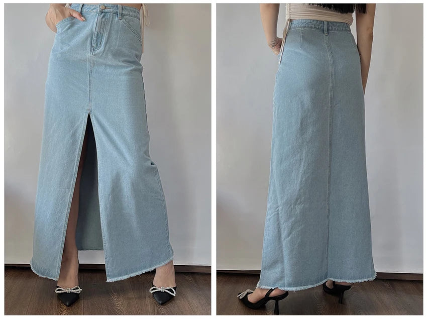 Jupe en jean taille haute élégant pour Femmes Selexio