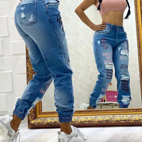 Jeans déchirés à poches inclinées pour femmes Should