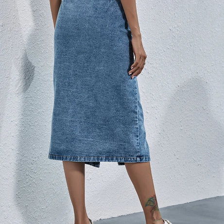 Jupe en jean taille haute poche droite pour femmes Lexo