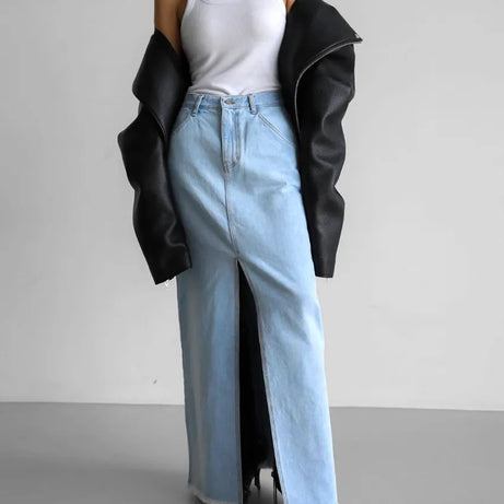 Jupe en jean taille haute élégant pour Femmes Selexio