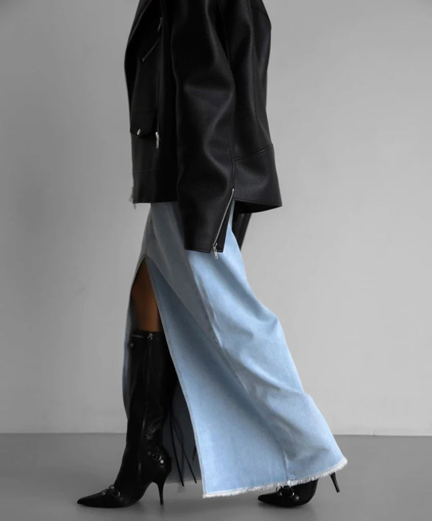 Jupe en jean taille haute élégant pour Femmes Selexio