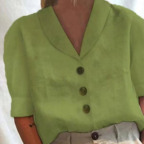 T-shirt élégant en coton et lin pour femmes - Plusieurs couleurs