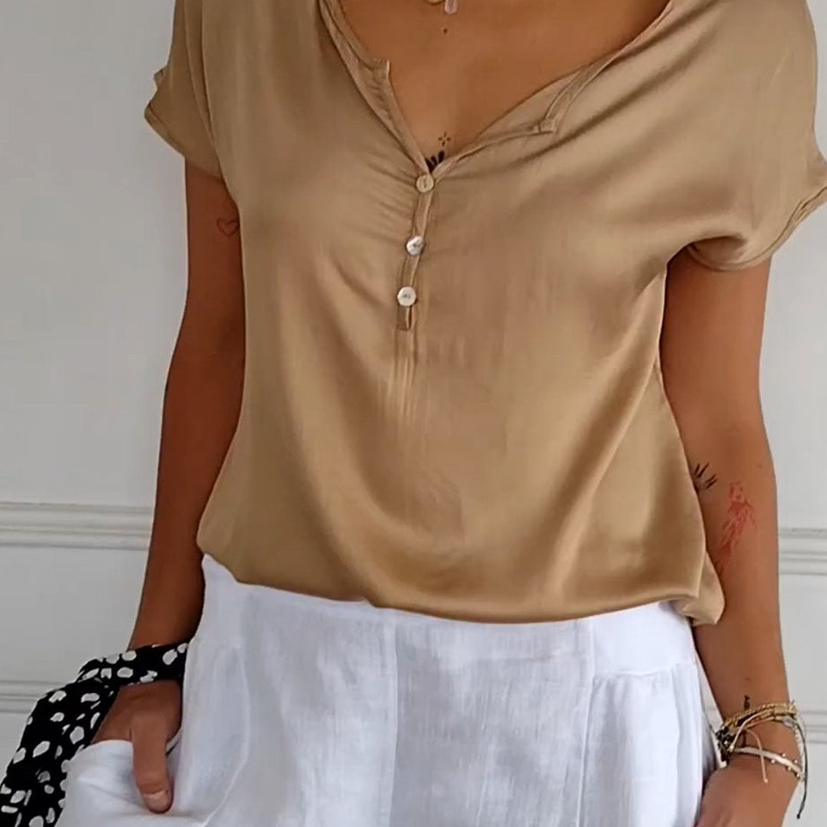 T-shirt confortable à col en V pour femme