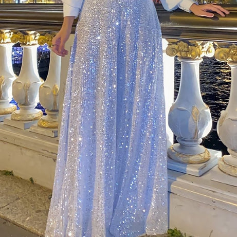 Caroline - Robe soirée élégante avec détails pailletés