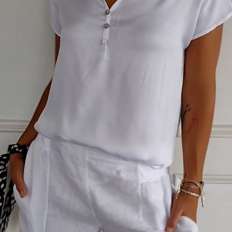 T-shirt confortable à col en V pour femme