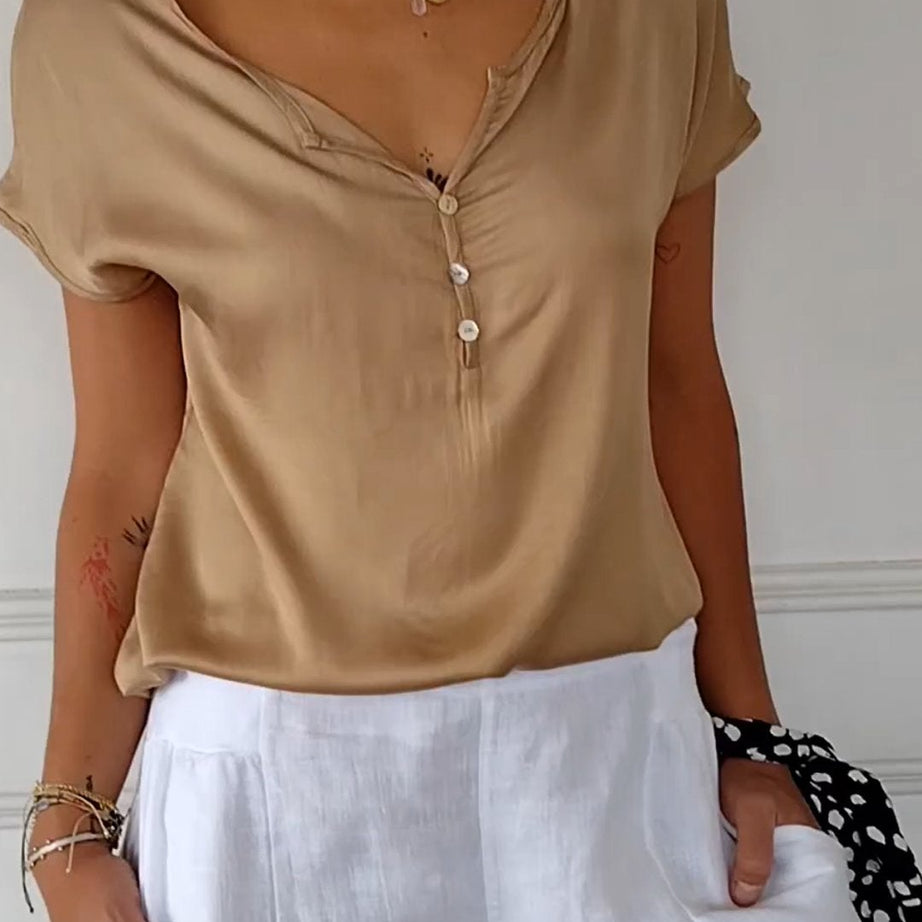 T-shirt confortable à col en V pour femme
