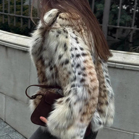 Manteau ample femme en fausse fourrure motif animal