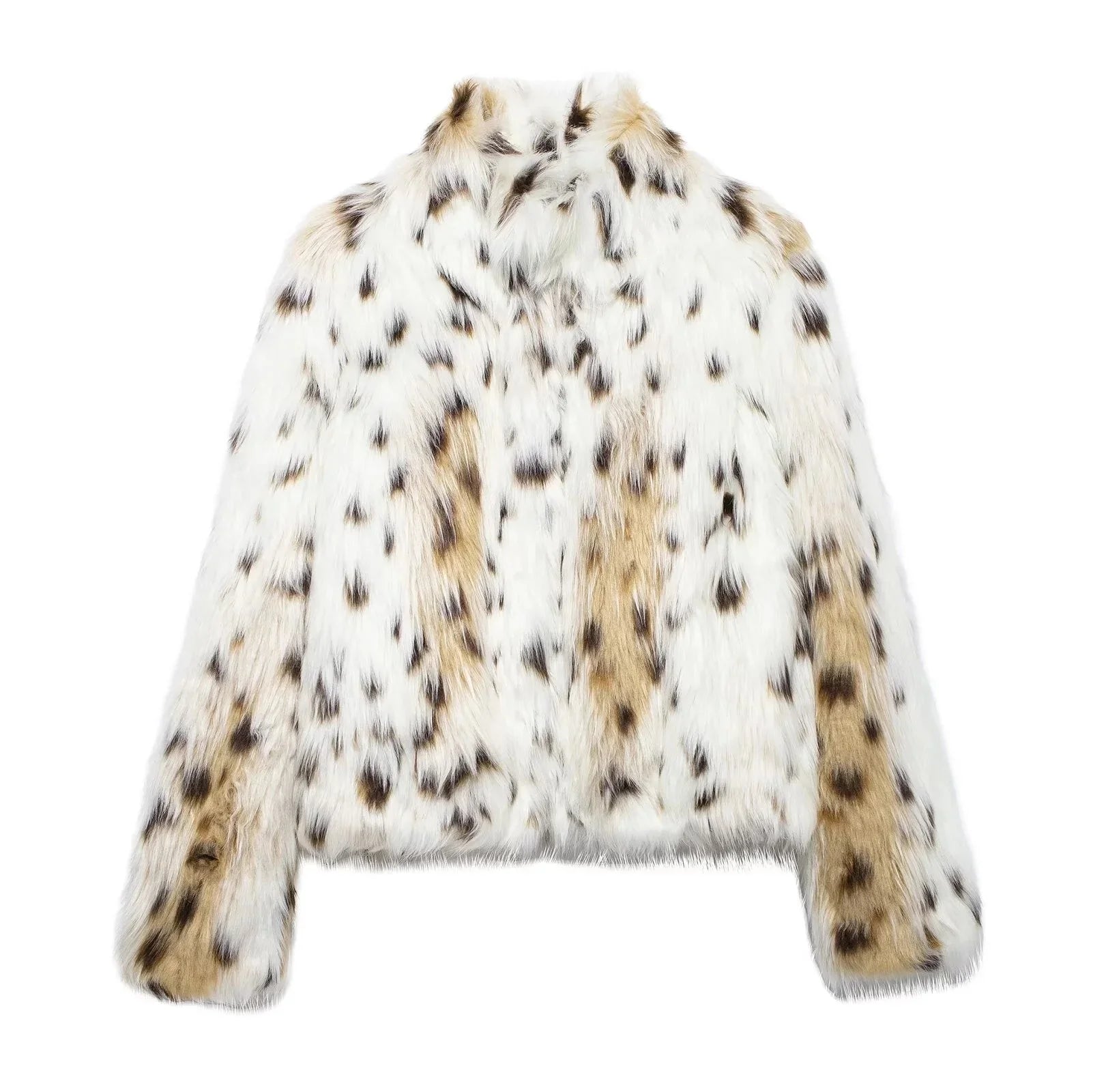 Manteau ample femme en fausse fourrure motif animal