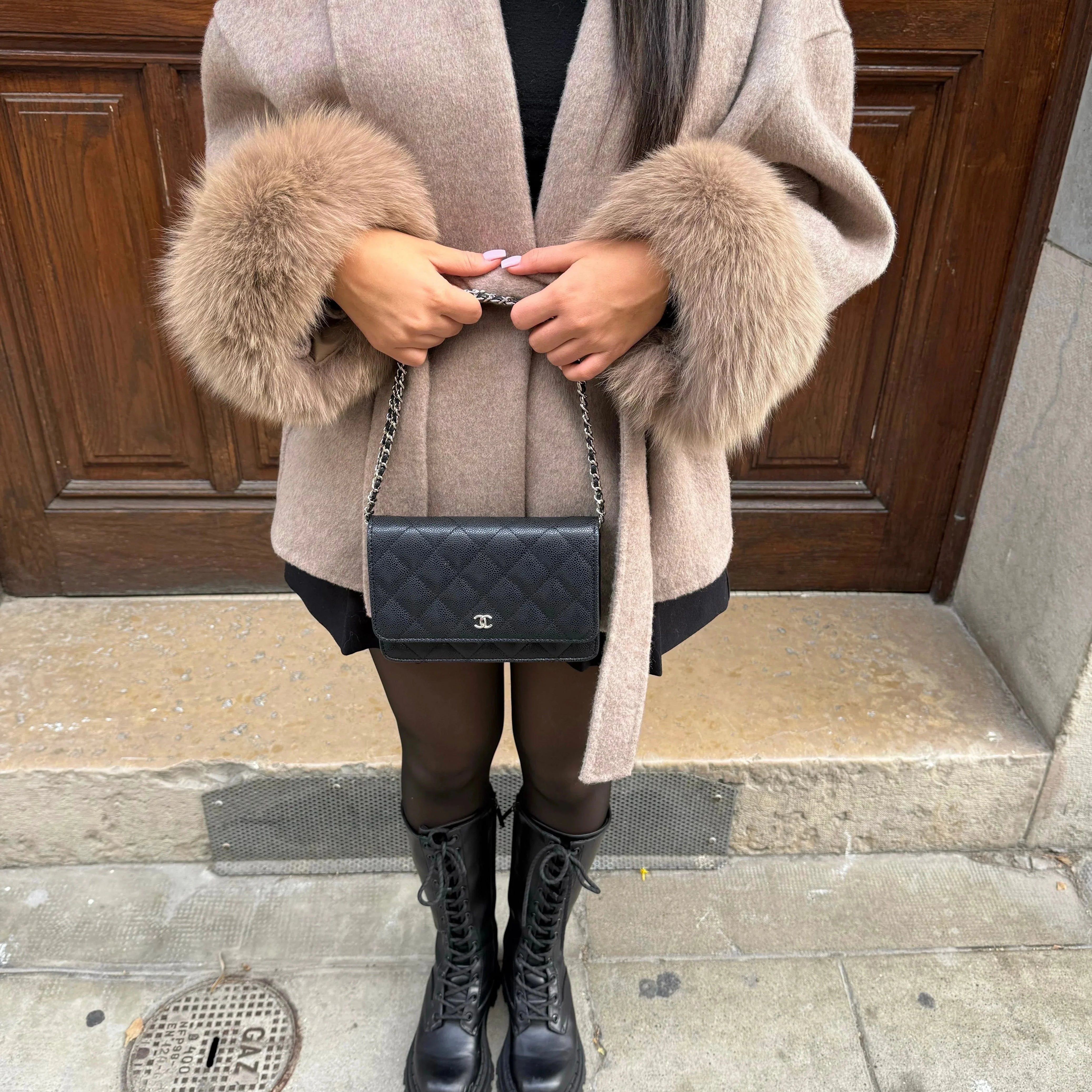 Manteau ceinturé femme avec manches en plush