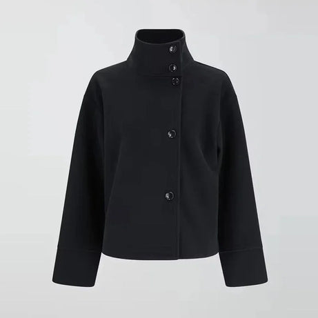 Manteau court femme avec boutons et col montant