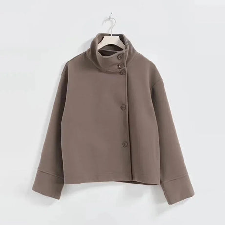 Manteau court femme avec boutons et col montant