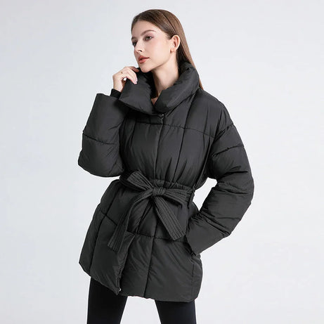 Manteau d’hiver femme avec ceinture et col élégant