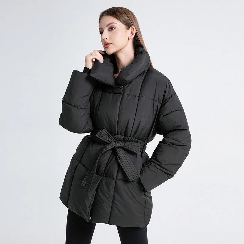 Manteau d’hiver femme avec ceinture et col élégant