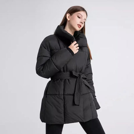 Manteau d’hiver femme avec ceinture et col élégant