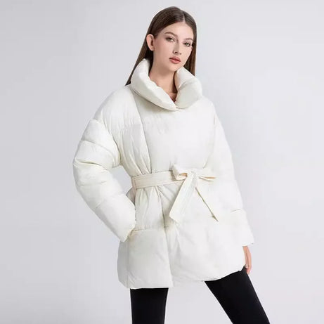 Manteau d’hiver femme avec ceinture et col élégant