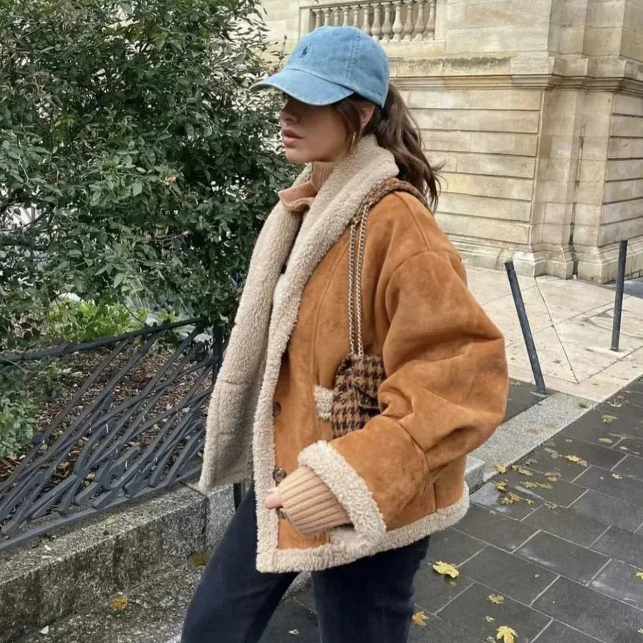 Manteau d’hiver femme marron doublure sherpa
