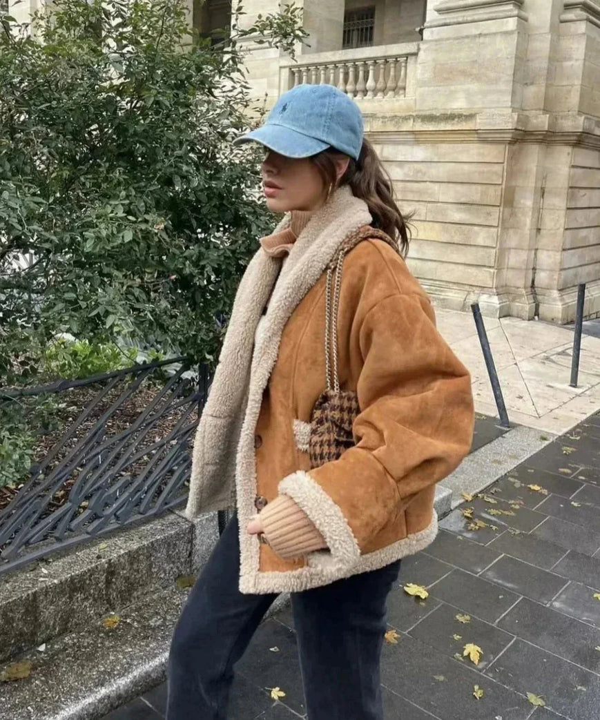 Manteau d’hiver femme marron doublure sherpa